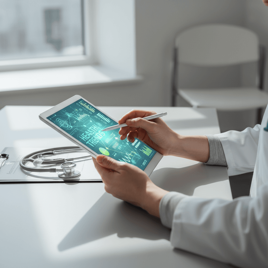 Healthcare provider reviewing patient monitoring data on secure dashboard